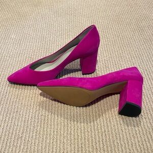1. State pink magenta suede pointy toe pump size 10